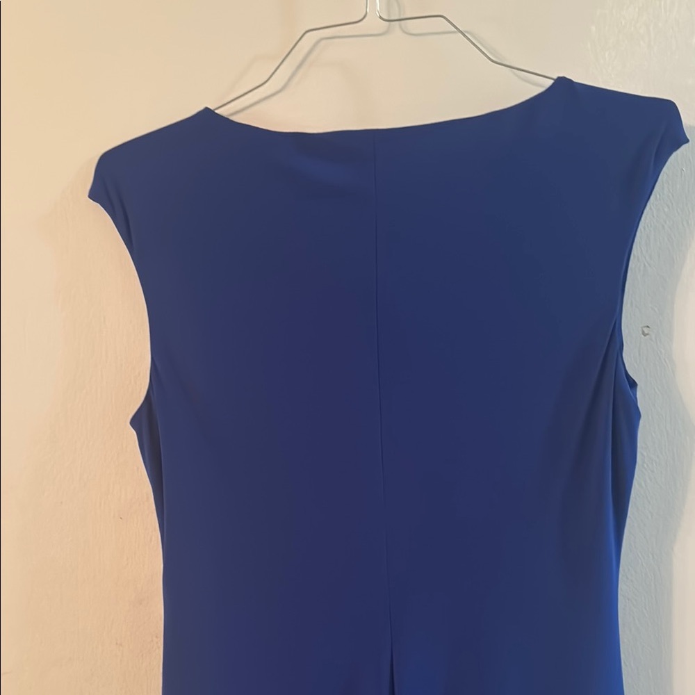 Chaps Blue Ruched Sheath Midi Dress - Picture 4 of 4